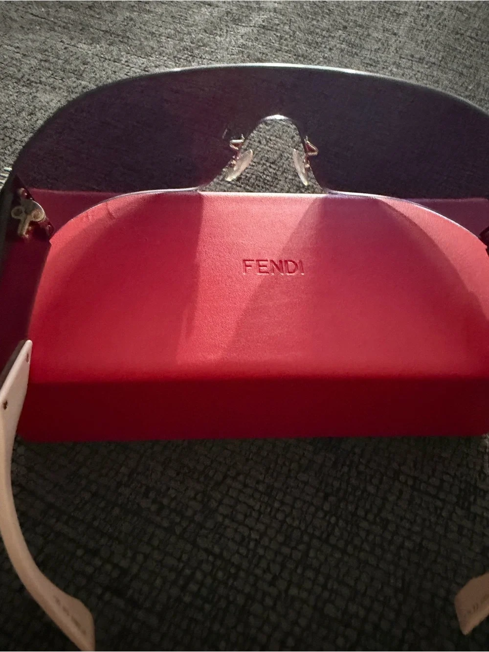 Fendi Shield Sunglasses with Silver Lens and Pink Temples